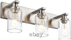 Brushed Nickel Bathroom Vanity Light over Mirror, 3-Lights Metal Wall Lighting F