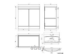 Ceti Grey Vanity Cabinet WC Unit Toilet Pan Storage Furniture 1300mm