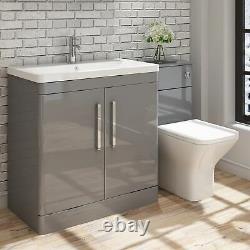Ceti Vanity Basin Unit BTW Toilet & Mirror Cabinet Storage Furniture Set