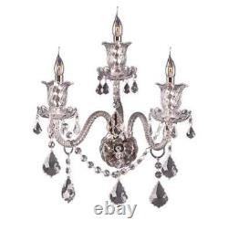 Chrome French K9 Crystal Dining Room Bathroom Wall Sconce Vanity Light Fixture