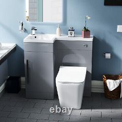 Cloakroom 900 mm LH Light Grey Vanity Unit Basin WC BTW Toilet Elora