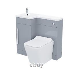 Cloakroom 900 mm LH Light Grey Vanity Unit Basin WC BTW Toilet Elora
