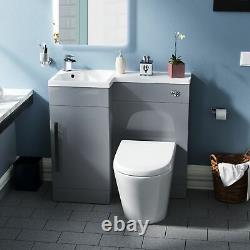 Cloakroom 900mm Grey WC Flat Pack Vanity Unit Sink Toilet Suite Ellen