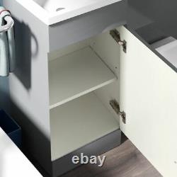 Cloakroom 900mm Grey WC Flat Pack Vanity Unit Sink Toilet Suite Ellen