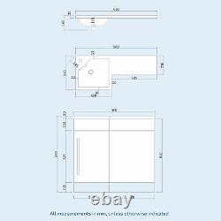 Cloakroom 900mm Grey WC Flat Pack Vanity Unit Sink Toilet Suite Ellen