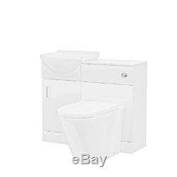 Cloakroom Basin Sink Vanity Unit and Back to Wall WC Toilet Bathroom Ellen