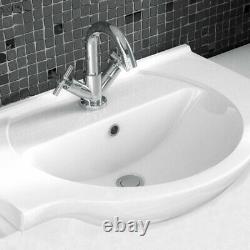 Cloakroom Suite White 450mm Bathroom Vanity Unit & Toilet For Small Bathroom