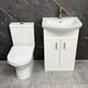 Cloakroom Suite White Vanity Unit With Brass Handles 550mm And Closed Back To
