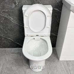 Cloakroom Suite White Vanity Unit with Brass Handles 550mm and Closed Back To
