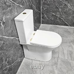 Cloakroom Suite White Vanity Unit with Brass Handles 550mm and Closed Back To