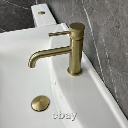 Cloakroom Suite White Vanity Unit with Brass Handles 550mm and Closed Back To