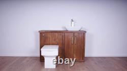 Combination Chunky Bathroom Vanity & Back To Wall Toilet Unit Walnut Finish