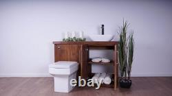 Combination Chunky Bathroom Vanity & Back To Wall Toilet Unit Walnut Finish