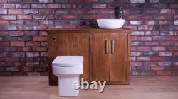 Combination Chunky Bathroom Vanity & Back To Wall Toilet Unit Walnut Finish