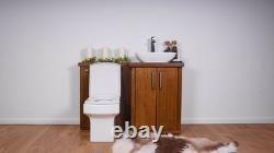 Combination Compact Bathroom Vanity & Back To Wall Unit Walnut Finish