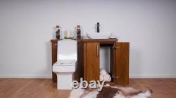 Combination Compact Bathroom Vanity & Back To Wall Unit Walnut Finish