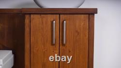 Combination Compact Bathroom Vanity & Back To Wall Unit Walnut Finish