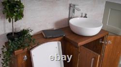 Combination Compact Bathroom Vanity & Back To Wall Unit Walnut Finish