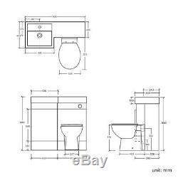 Combined Vanity Unit Basin Back to Wall Toilet Pan WC Bathroom Sink Furniture