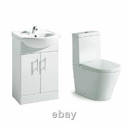 Complete Bathroom Pack With White 550mm Vanity Unit Basin & Toilet for Cloakroom