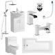 Complete Bathroom Suite 1600 Lh/rh L Shaped Bath Vanity Unit Toilet Taps Shower