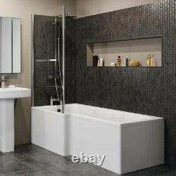 Complete Bathroom Suite LH/RH L Shaped Bath Vanity Unit BTW Toilet Taps Shower