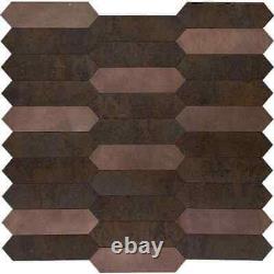 Copper Picket 12 in. X 12 in. Honed Metal Peel and Stick Backsplash Tile Kitchen