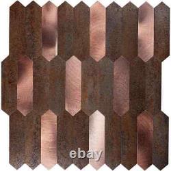 Copper Picket 12 in. X 12 in. Honed Metal Peel and Stick Backsplash Tile Kitchen