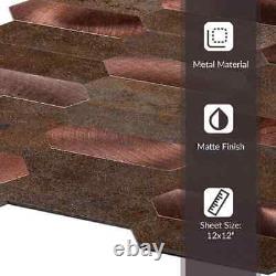 Copper Picket 12 in. X 12 in. Honed Metal Peel and Stick Backsplash Tile Kitchen