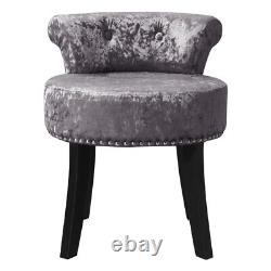 Crush/Velvet Dressing Table Stool Vanity Bedroom Chair Upholstered Backed Chairs