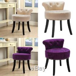Crush Velvet Dressing Table Stool Vanity Padded Bedroom Chair Upholstered Backed