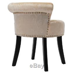 Crush Velvet Dressing Table Stool Vanity Padded Bedroom Chair Upholstered Backed