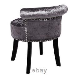 Crushed Velvet Retro Dressing Table Stool Makeup Vanity Chair Back Seat Nailhead