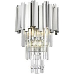Crystal Wall Sconce Light Fixture Chrome Foyer Dining Room Bathroom Vanity 16
