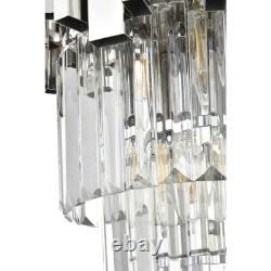 Crystal Wall Sconce Light Fixture Chrome Foyer Dining Room Bathroom Vanity 16