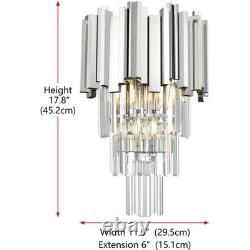 Crystal Wall Sconce Light Fixture Chrome Foyer Dining Room Bathroom Vanity 16