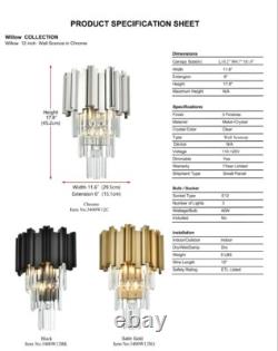 Crystal Wall Sconce Light Fixture Chrome Foyer Dining Room Bathroom Vanity 16