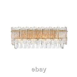 Crystal Wall Sconce Satin Gold Bathroom Vanity Dining Room 4 Light Fixture 19