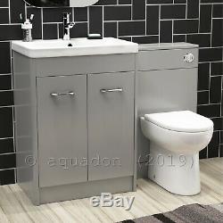 Curve Modern Bathroom Suite Back To Wall Vanity Unit WC Unit Toilet Linton