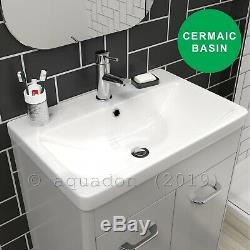 Curve Modern Bathroom Suite Back To Wall Vanity Unit WC Unit Toilet Linton