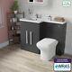 Damion Lh Bathroom Grey Gloss Basin Vanity Unit Wc Back To Wall Toilet 1100mm