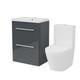 Dark Grey 600mm 2 Drawer Vanity Basin Unit & Close Coupled Toilet