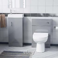 Debra 400 mm Basin Sink Vanity Light Grey Unit & BTW WC Toilet Pan Cabinet Suite
