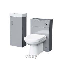 Debra 400 mm Basin Sink Vanity Light Grey Unit & BTW WC Toilet Pan Cabinet Suite