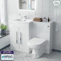 Debra Bathroom White L-Shape LH Basin Vanity Unit BTW WC Toilet 1100mm