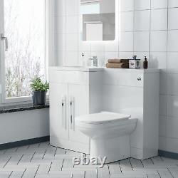 Debra Bathroom White L-Shape LH Basin Vanity Unit BTW WC Toilet 1100mm