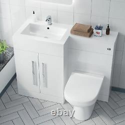 Debra Bathroom White L-Shape LH Basin Vanity Unit BTW WC Toilet 1100mm