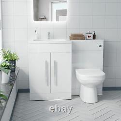 Debra Bathroom White L-Shape LH Basin Vanity Unit BTW WC Toilet 1100mm