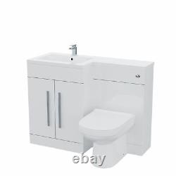 Debra Bathroom White L-Shape LH Basin Vanity Unit BTW WC Toilet 1100mm