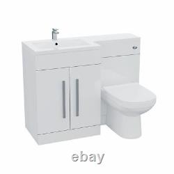 Debra Bathroom White L-Shape LH Basin Vanity Unit BTW WC Toilet 1100mm